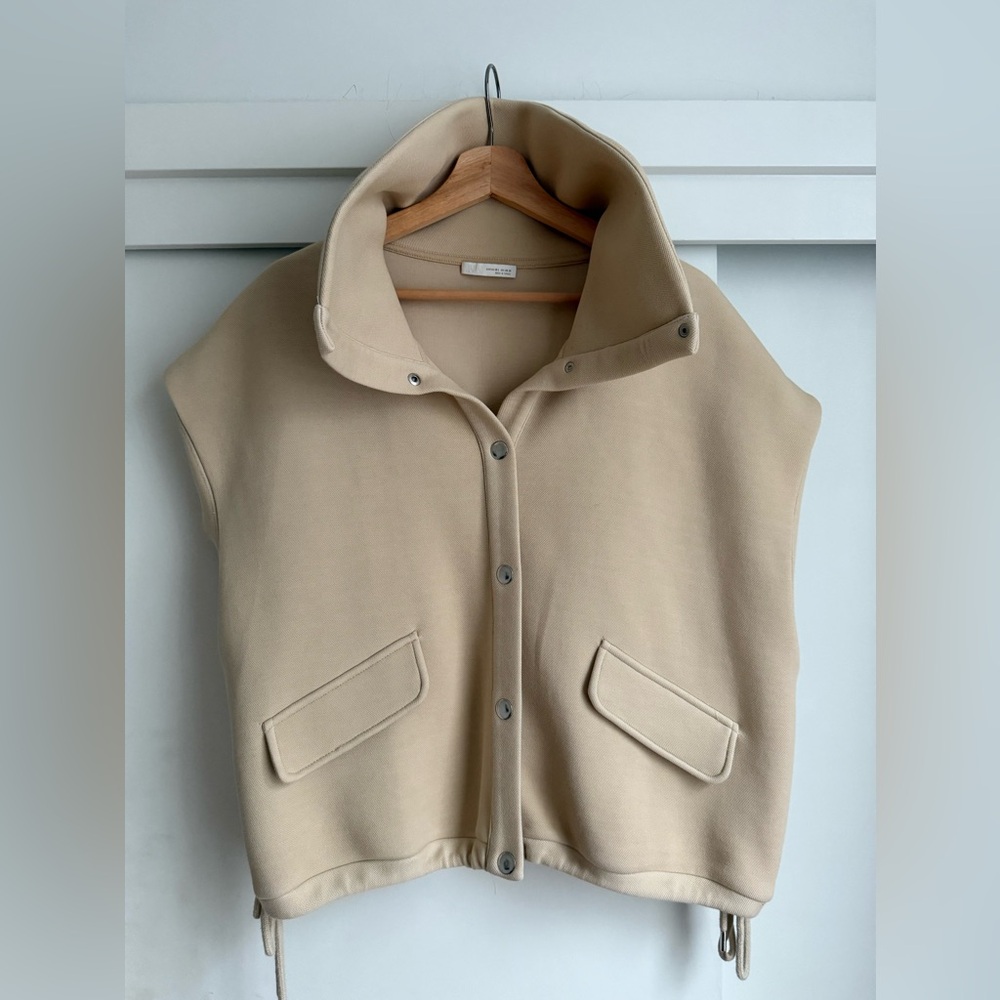 Funnel Neck Vest in Sand Colour